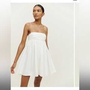 Reformation White Mini Spaghetti-Strap Dress